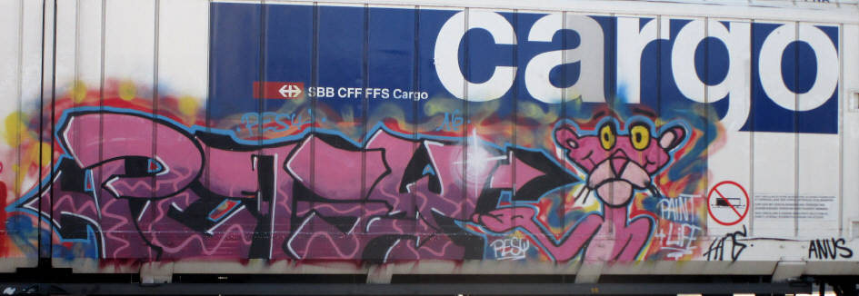 Pink Panther graffiti SBB-gterwagen zrich