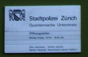 Stadtpolizei Zrich. Quartierwche Unterstrass.